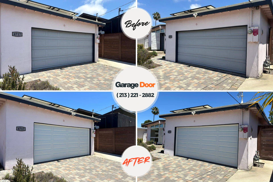 Before and after: garage door repair Cumberland Hill, RI